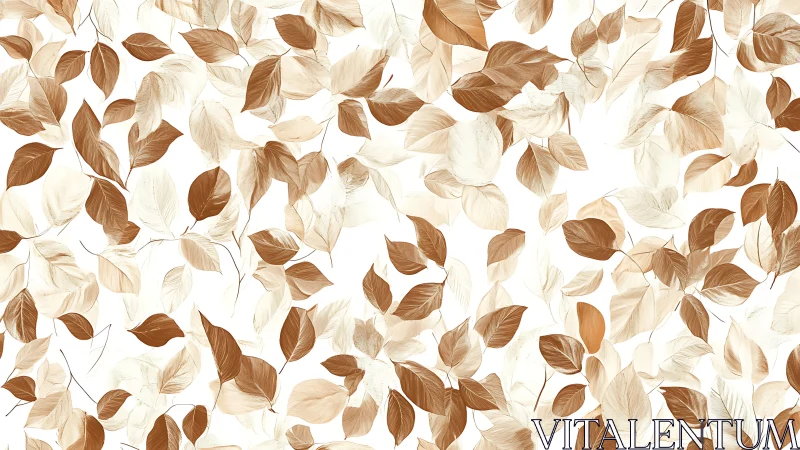 Brown botanical leaf pattern over white seamless background.