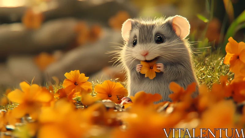 Tiny meadow gourmand savors a sunlit petal between blooms