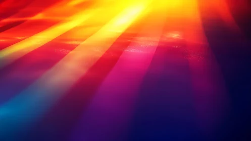 Color spectrum light beams form diagonal radiant gradient