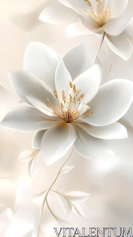 Serene White Flowers With Golden Centers Blooming Gracefully