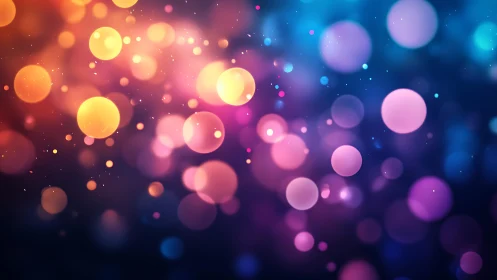 Vibrant abstract bokeh lights pattern with colorful gradient background.