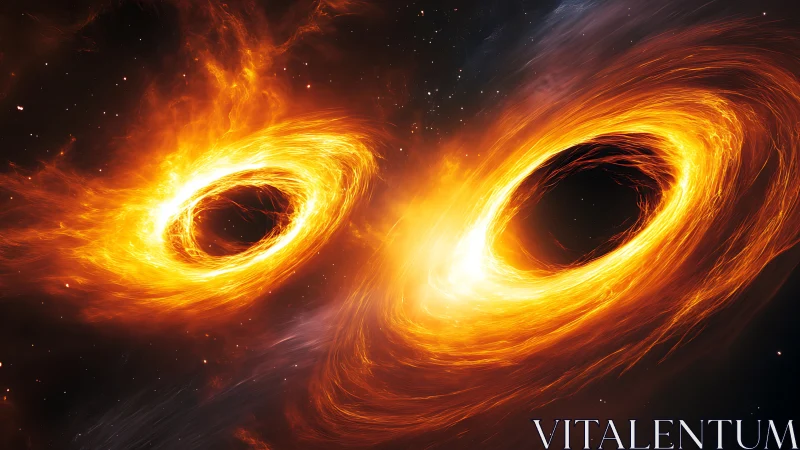 Binary black hole accretion vortices in relativistic orbit.