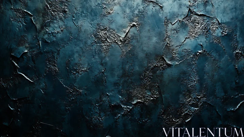 Metallic teal textured wall with rough sculpted relief surface.