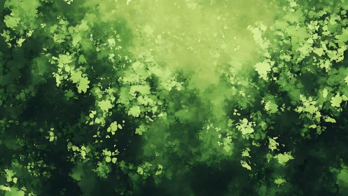 Organic green canopy abstraction in layered digital painting.