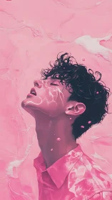 Pink tidal dreamscape washes over an upturned quiet face.