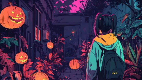 Profile of woman in kimono with lanterns and floral hairpin.