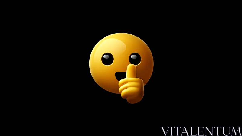 Yellow shushing emoji icon on black background.