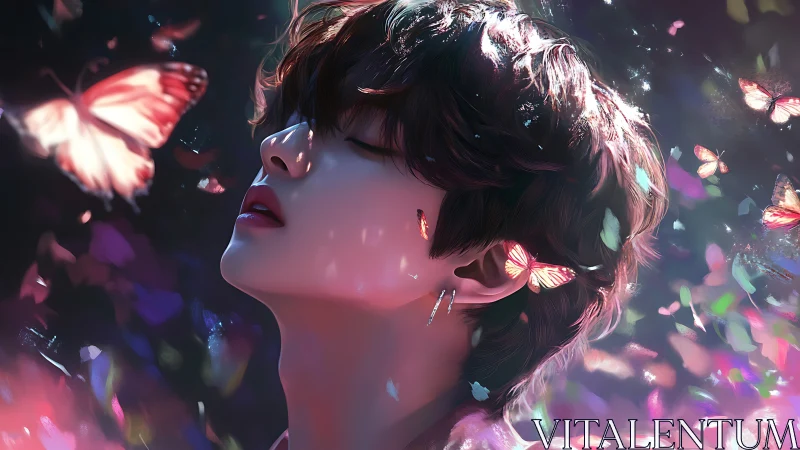 Butterflies drift through a dreamer’s quiet midnight breath