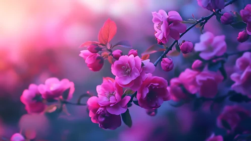 Magenta Blooms Dancing Through Twilight Haze