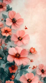 Coral Cosmos: Blossoms Dance Across Ethereal Landscape.