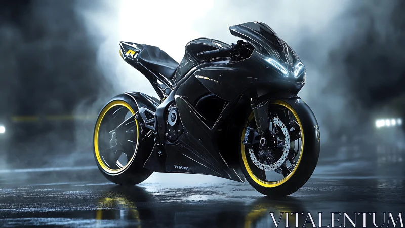 3D sport superbike render with cinematic fog and rim highlights.