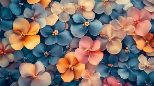 Blooming Petals: Multicolored Floral Composition with Warm and Cool Tones.
