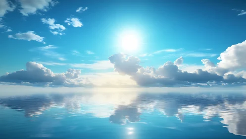 Gentle midday sun over glassy ocean reflections.