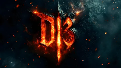 Fiery Diablo 3 Logo in Dark, Dramatic Fantasy Art Style.
