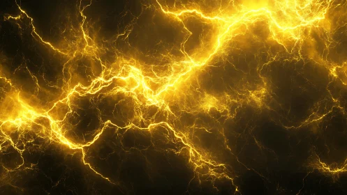 Yellow electric lightning arcs across a dark abstract background.