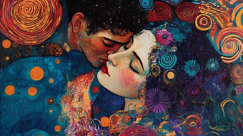 Passionate Kiss: Psychedelic Love in Vibrant Motion