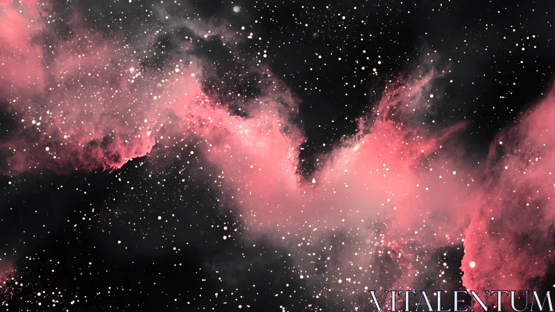 Soft pink nebula clouds drifting through starlit space.