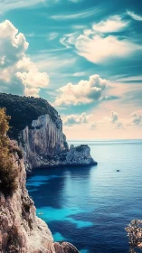 Sunlit seaside cliffs and tranquil turquoise cove invite daydreams.