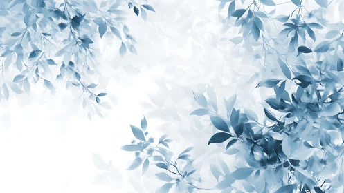 Soft blue foliage frames a serene, airy botanical background