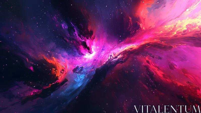 Cosmic nebula burst in vibrant magenta and deep indigo space.