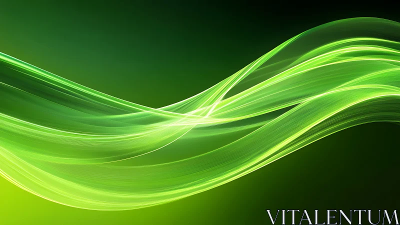 Luminous green energy waves on dark gradient background.