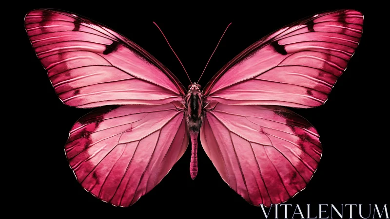 High-contrast macro study of pink butterfly wing morphology.