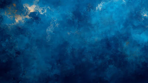 Abstract blue textured background with sparse gold accents.