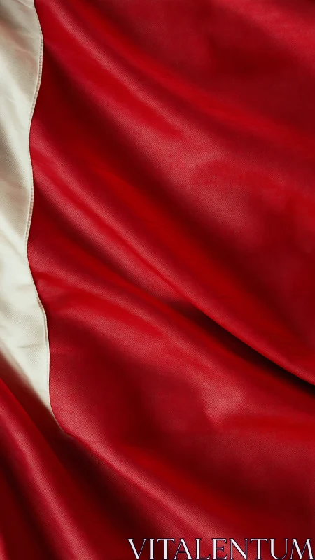 Macro textile analysis of red and white draped fabric field.