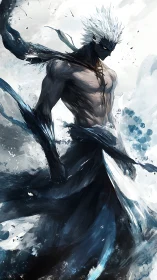 Stormforged wraith ascends through ink-black frozen winds.