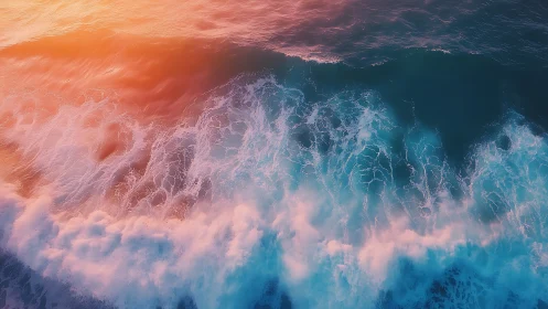 Ocean surface shows incoming wave with gradient light pattern