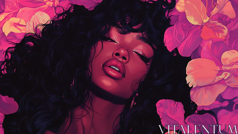 Chromatic portrait immersion in neon florals and sculpted light.