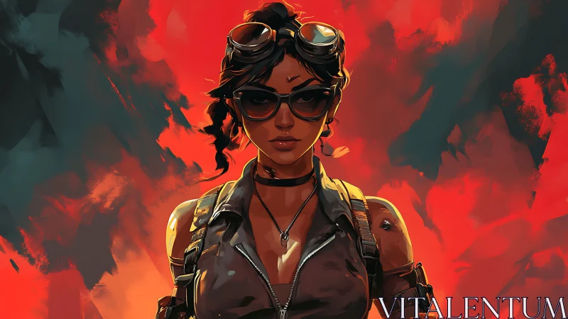 Goggles-down rebel strolls through a storm of painted fire