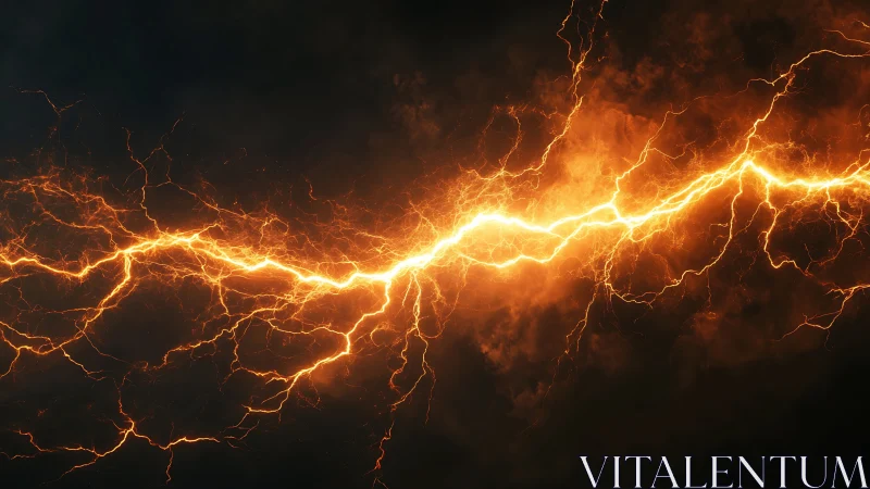 Brilliant Lightning Bolt Fractures Dark Sky.