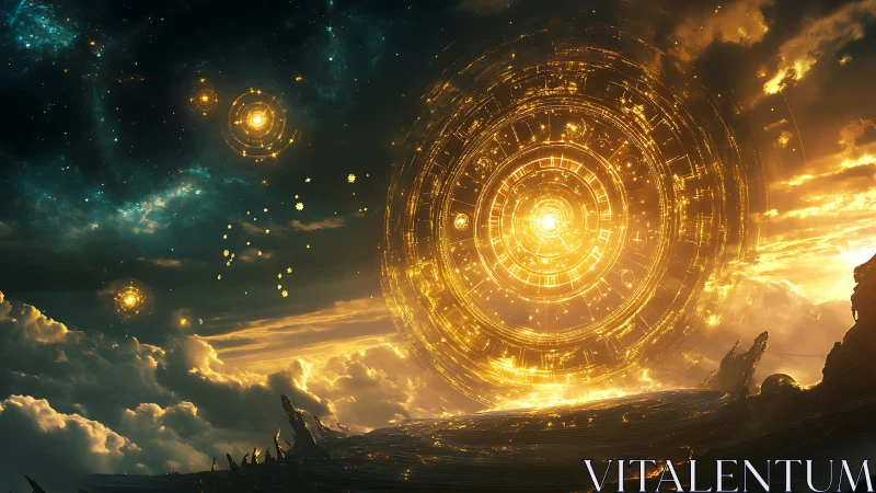 Radiant circular energy structure dominates a clouded horizon