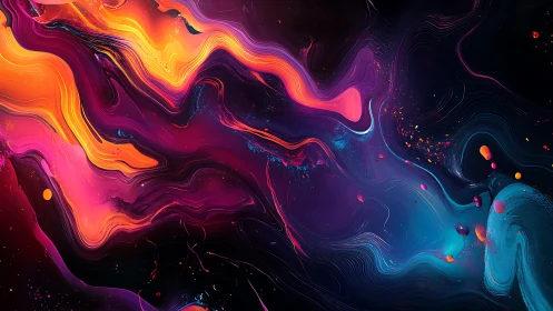 Vibrant neon fluid dynamics in multicolor abstract waves