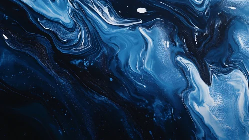 Celestial blue fluid currents in abstract marbled motion.