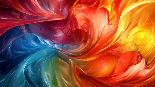 Vibrant swirling spectrum forms dynamic abstract vortex