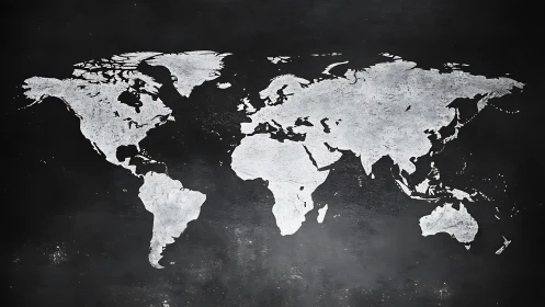 World map silhouette is rendered on a dark textured surface