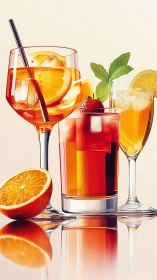 Tri-Beverage Composition: Citrus Cocktails with Chromatic Stratification.