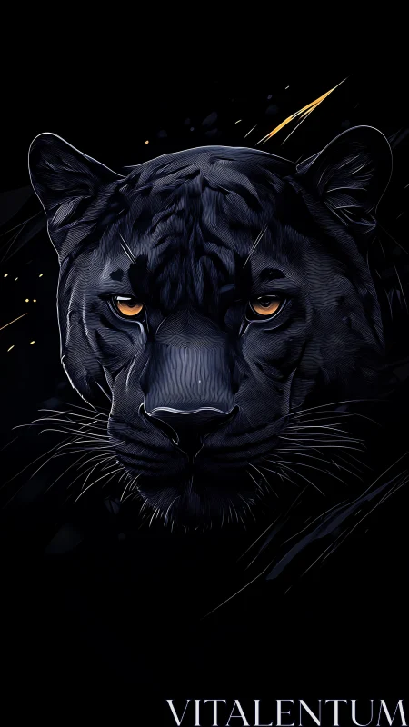 Black panther head rendered in stylized dark digital illustration