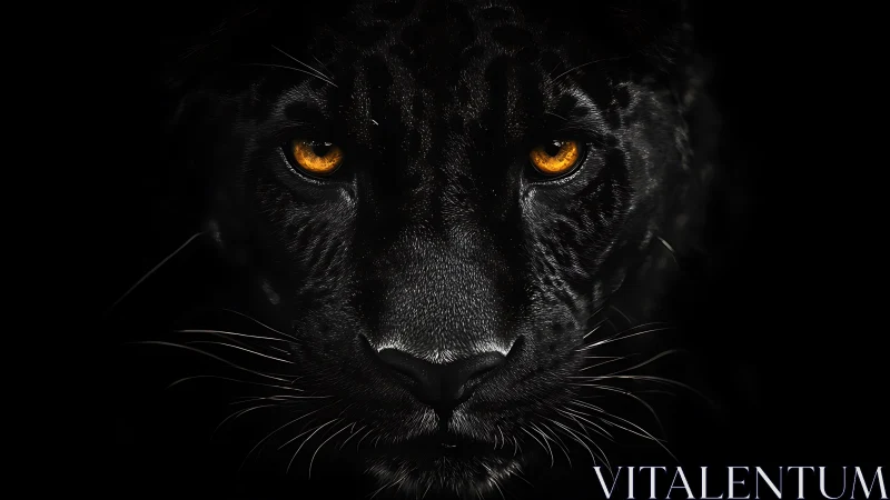 Black Panther's Golden Gaze Against Darkness.