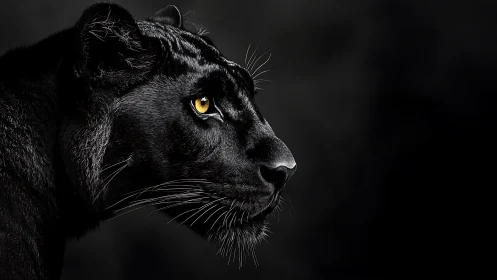 Captivating Black Panther with Golden Eyes. Stunning Wild Gaze.