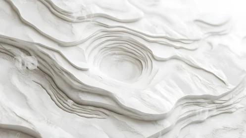Abstract white layered landscape with topographic contour style.