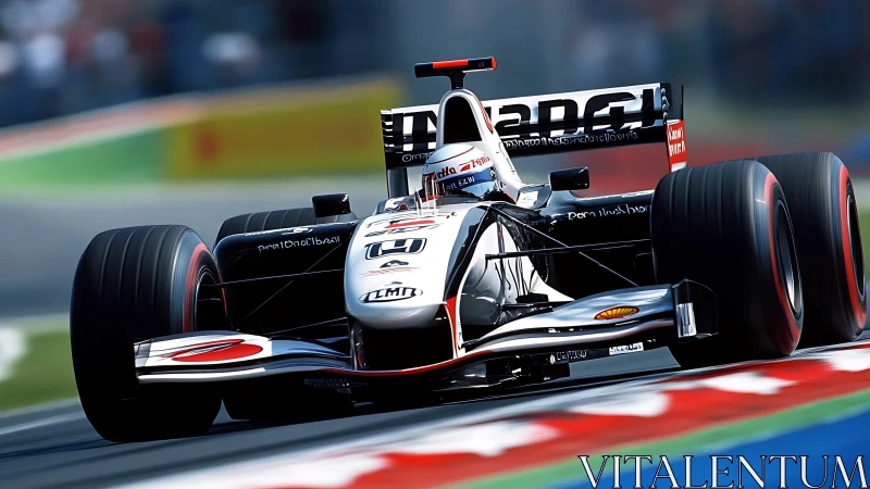 High-speed Formula racing car on apex with dynamic aero load