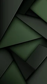 Layered dark green geometric planes with minimal depth study.