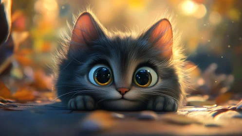 Adorable Kitten with Golden Eyes Full of Wonder.