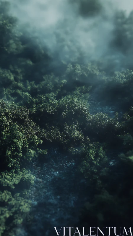 Misty Forest Canopy. Ethereal Woodland Depths.