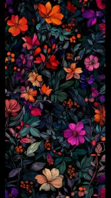 Vibrant Floral Tapestry Against Dark Background.