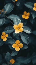 Golden Petals Dance: Luminous Blooms Against Twilight Shadows.