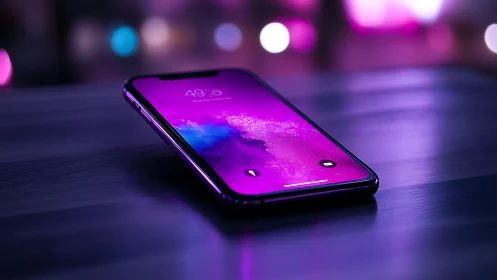 Neon-Lit Smartphone Display with Fluid Abstract Gradients